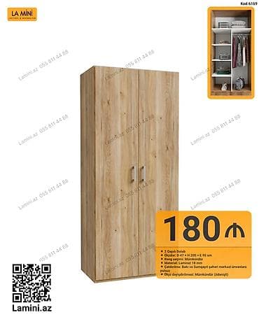 İki qapılı dolab – Kod: 6169 - Ölçülər: Dərinlik 47 sm × Hündürlük — 1