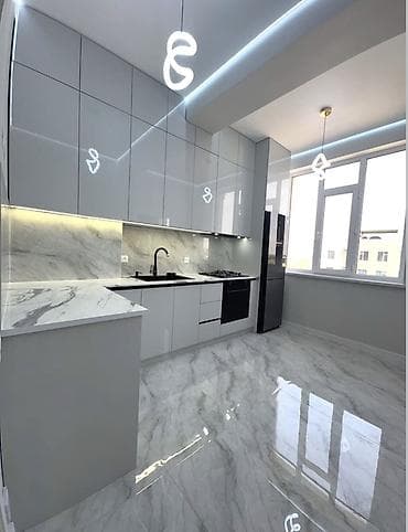 maskura nedir: Mətbəx mebel dəsti – müasir “L” planlama, bozumtul yüksək parlaq — 6