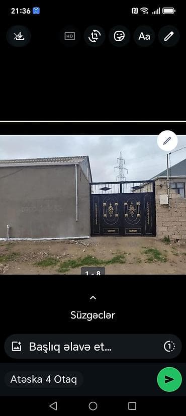 Bağ evləri: Binə qəsəbəsində kirayə sahə: 3 sot həyəti olan ayrıca (ayrıca — 2