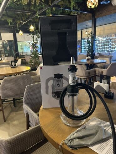 Qəlyan, vayp və aksesuarları: Məhsul: BANG nargilə seti (kompakt stolüstü model) Xüsusiyyətlər: - — 3