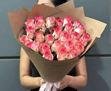 ucuz gullər: 101 Roza🌹120₼ 60 sant - Qırmızı qızılgül buketi: sıx və həcimli — 3
