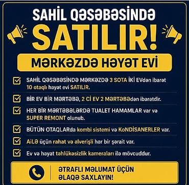 masazirda satilan evler type 1: Sahil qəsəbəsinin mərkəzində 3 sot torpaq sahəsində yerləşən, iki — 1