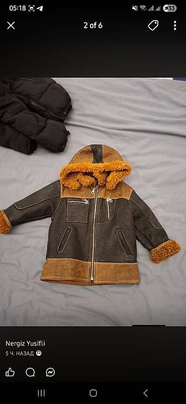 şaxta baba paltarı: Uşaq üst geyimləri dəsti - Qışlıq kapüşonlu kürk astarlı gödəkcə — 1