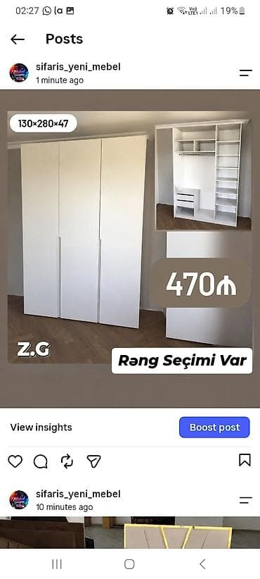 boru: Geniş tutumlu 3 qapılı qarderob dolabı - Ölçülər: 130 × 280 × 47 sm - — 1