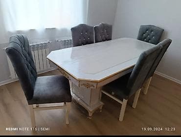 stull: Qonaq otağı üçün, Yeni, Açılmayan, Dördbucaq masa, 6 stul — 1
