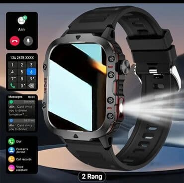 bluetooth qulaqlıq qiyməti: Новый, Смарт часы, Умные, Сенсорный экран, цвет - Черный — 1