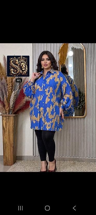 yeni geyim: Modeli: Oversayz qadın köynəyi Detallar: - Uzun, sərbəst kəsim; — 1