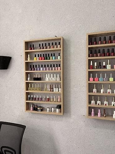 Divar üçün manikür lak rəfi – çoxsəviyyəli, taxta karkas - Məhsul