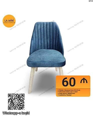 Mətbəx üçün, Qatlanmayan, rəng - Göy Stul