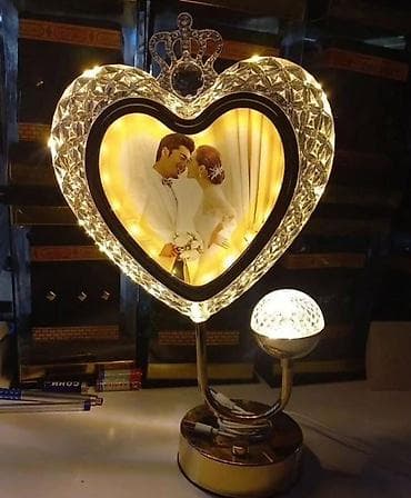stolüstü işıq: LED işıqlı ürək formalı foto çərçivəli stolüstü lampa - Dizayn: Ürək — 2