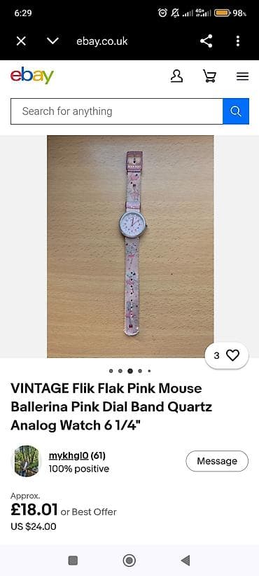 Наручные часы: Б/у, Наручные часы, Swatch, цвет - Розовый — 5