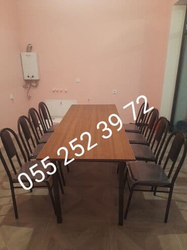 stul ev ucun: Qonaq otağı üçün, Yeni, Açılmayan, Dördbucaq masa, 8 stul — 1