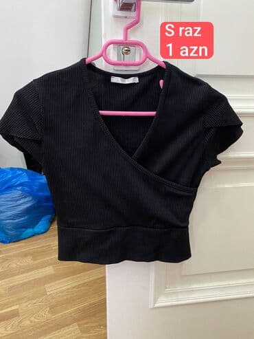 qısa qadın koftaları: Qadın köynək/top dəsti 1) Zara lilac rəngli qısa top - V şəkilli — 10