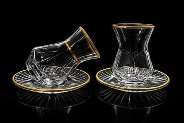 Чайный набор, цвет - Золотой, Стекло, 2 персон, Турция