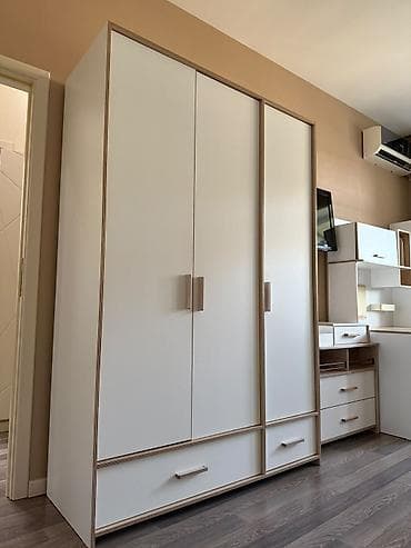 2el dolablar: İşlənmiş, 3 qapılı, Siyirməli, Ağ, Taxta, Açılan, Düz dolab — 4