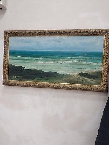 Dəniz mənzərəsi mövzusunda yağlı boya tablo - Texnika: kətan üzərində