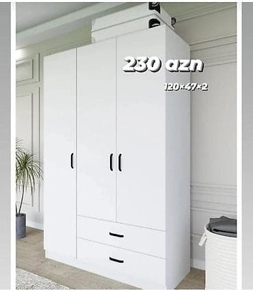 embawood dolab: Yeni, 3 qapılı, Siyirməli, Ağ, Açılan, Düz dolab — 1