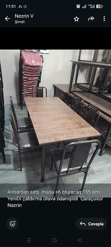 ucuz stol stullar: Anbardan satş masa +6 oturacaq 155 azn YeniDi çatdırma Əlavə — 1