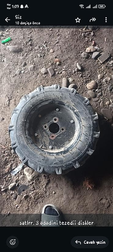 Автозапчасти: Satılır: mini traktor/motokultivator üçün təkər komplekti (disk + — 1