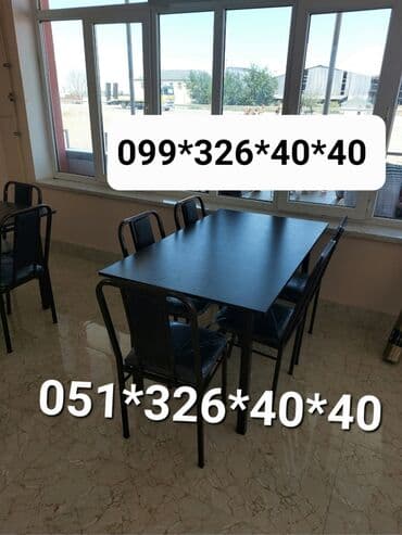 Masa və oturacaq dəstləri: Qonaq otağı üçün, Yeni, Açılan, Dördbucaq masa, 4 stul — 3