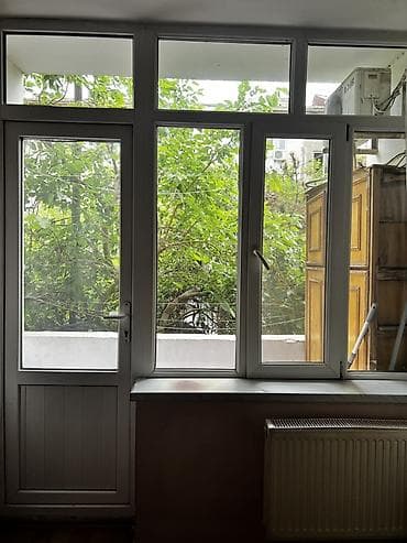 PVC balkon qapısı və pəncərə bloku - Material: ağ PVC profil -