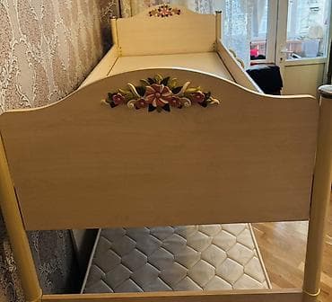 şirvan mebel: Oğlan və qız üçün, İşlənmiş, Çarpayı, Matras ilə, Siyirməsiz, MDF — 1