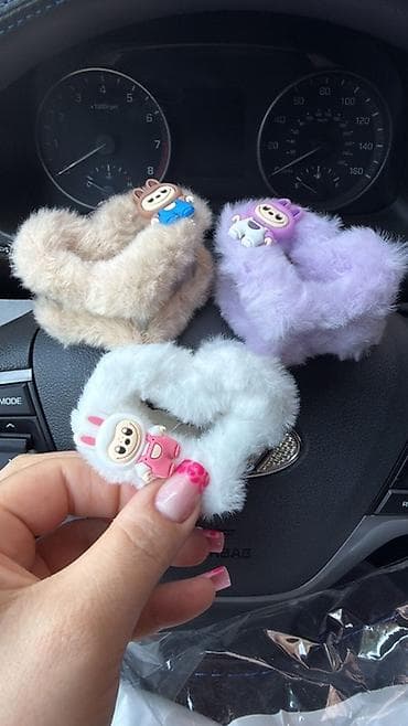 Uşaq saç aksesuarları dəsti - Yumşaq tüklü scrunchie rezinlər: ürək