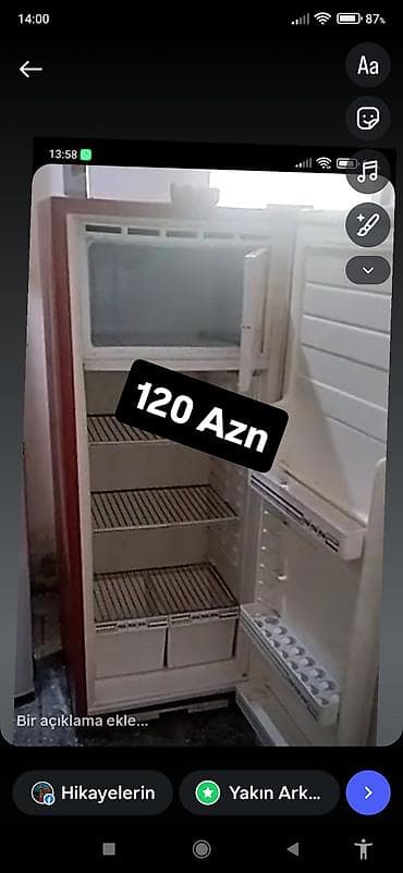 Soyuducu – 120 AZN - Yuxarıda dondurucu bölmə - Geniş soyutma