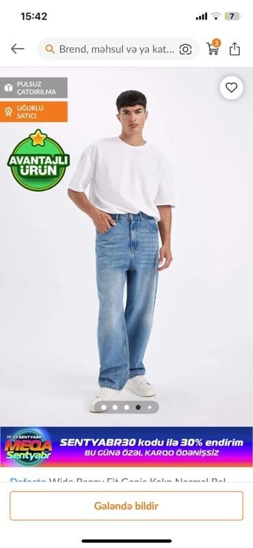 механические часы в баку: Məhsul: Kişi geniş kəsimli cins şalvar - Stil: Wide/Baggy fit – — 1