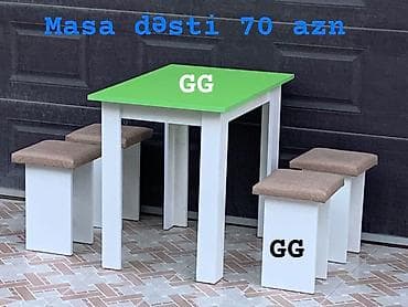 quxna mebel: Mətbəx üçün, Yeni, Açılmayan, Kvadrat masa, 4 stul — 7