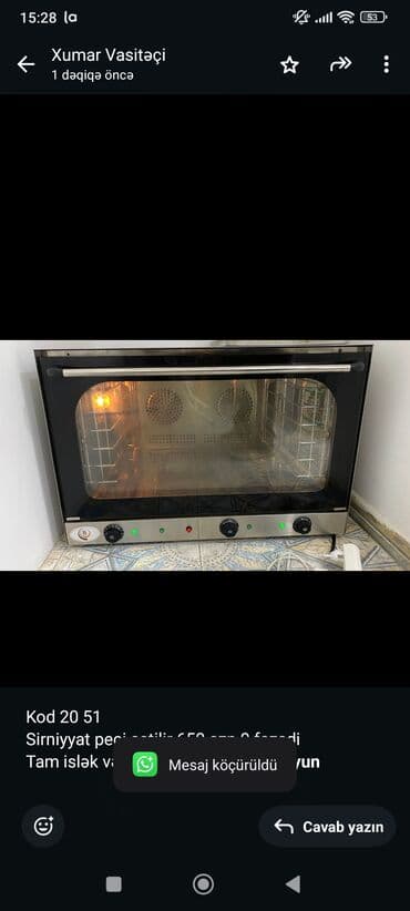 Kod 20 51 Sirniyyat peçi satilir 650 azn 0 fazadi Tam islək