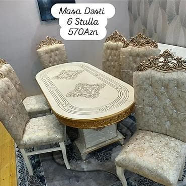 Qonaq otağı üçün, Oval masa, 6 stul lalafo.az -da Qonaq otağı üçün, Oval masa, 6 stul