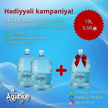 Qida məhsulları: Aquablue – 19 litrlik içməli sular - Həcm: 19L - Brend: Aquablue - — 1