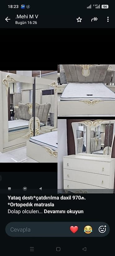 *Yataq destı*çatdırılma daxil 970₼. *Ortopedık matrasla* Dolap