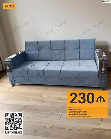 Divan – La Mini - Ölçü: 210 sm - Mexanizm: Açılan, bazalı (yataq və
