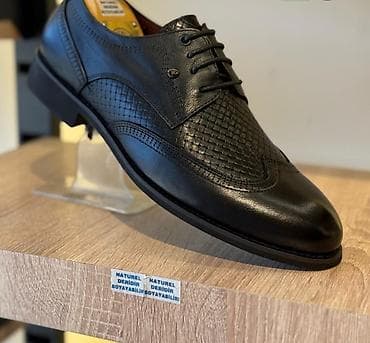 rezin botinkalar: Kişi dəri ayaqqabıları – klassik qara rəngdə - Üst material: “Naturel — 3