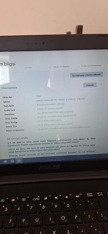 en ucuz msi: ASUS noutbuk Texniki xüsusiyyətlər: - Model seriyası: X/15" sinfi — 2