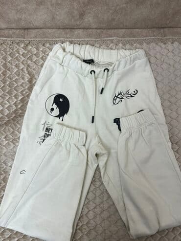 zara xs: Şalvar, Mavi, XS, rəng - Ağ — 2