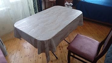 Masalar: Yığılabilən masa - Ölçü: təxminən 120×70 sm (şəkillərə əsasən), oval — 9
