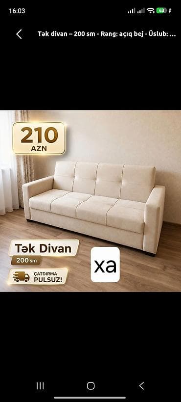 massimo mebel: Divan, Yeni, Parça, Şəhərdaxili pulsuz çatdırılma — 1