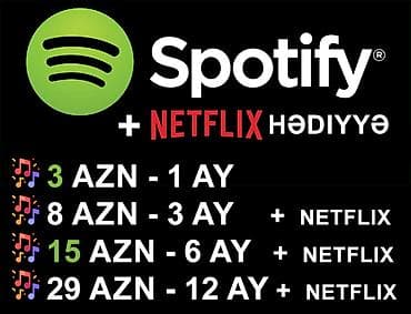 Spotify premium Spotify Premium Paketləri ✨ *3 Azn* 1 AY 🎵 ✨ *8 Azn* lalafo.az -da Spotify premium Spotify Premium Paketləri ✨ *3 Azn* 1 AY 🎵 ✨ *8 Azn*