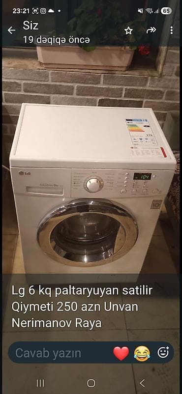 patar yuyan: LG paltaryuyan maşın – 6 kq, ön yükləməli. - Direct Drive motor — 1