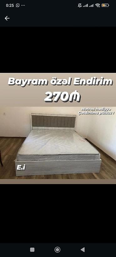 Мебель на заказ: Bayram özəl endirimli yataq dəsti – 270₼ - Rəng: açıq ağac tonları — 1