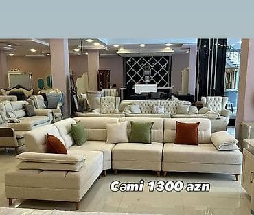 - Məhsul: Künc divan dəsti (L formalı) - Rəng: Açıq bej parça -