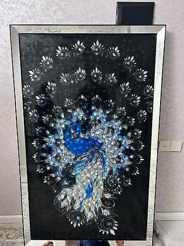 Dekorativ tablo – tavus-quşu - Material: Şüşə səth üzərində parlaq