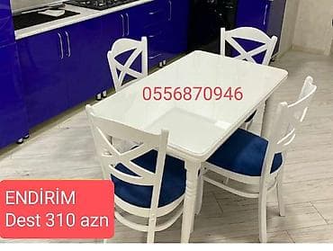 Masalar və oturacaqlar: Mətbəx üçün, Yeni, Açılmayan, Dördbucaq masa, 4 stul — 5