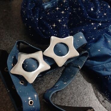 mak tanalni: Mavi rəngli, ulduz naxışlı uzun ziyafət donu. Şifona bənzər parlaq — 7