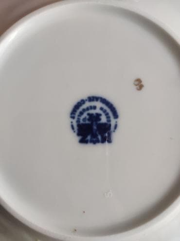 Boşqablar, 12 ədədli dəst, rəng - Göy, Farfor, Çexiya