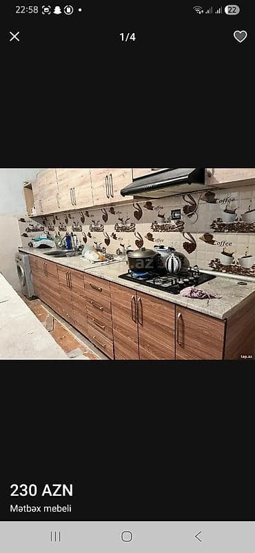 tamet daş: Mətbəx mebeli dəsti - Üst və alt dolablar: ağac teksturalı laminat — 1