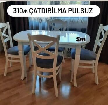 metbex stol stulları qiymetleri: Mətbəx üçün, Yeni, Açılmayan, Oval masa, 4 stul — 3